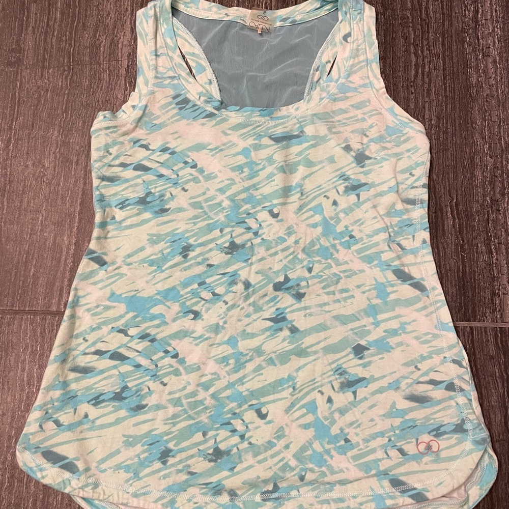 Calia by Carrie Underwood Blue/Green Print Athletic Racerback Top, size small